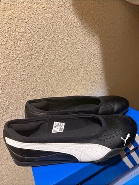 Puma Black and White Slip-On Ballet Sneakers